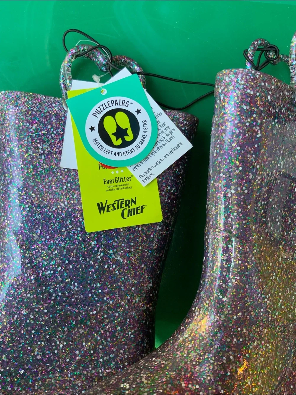 Western Chief Purple Glitter Kids Rain Boots